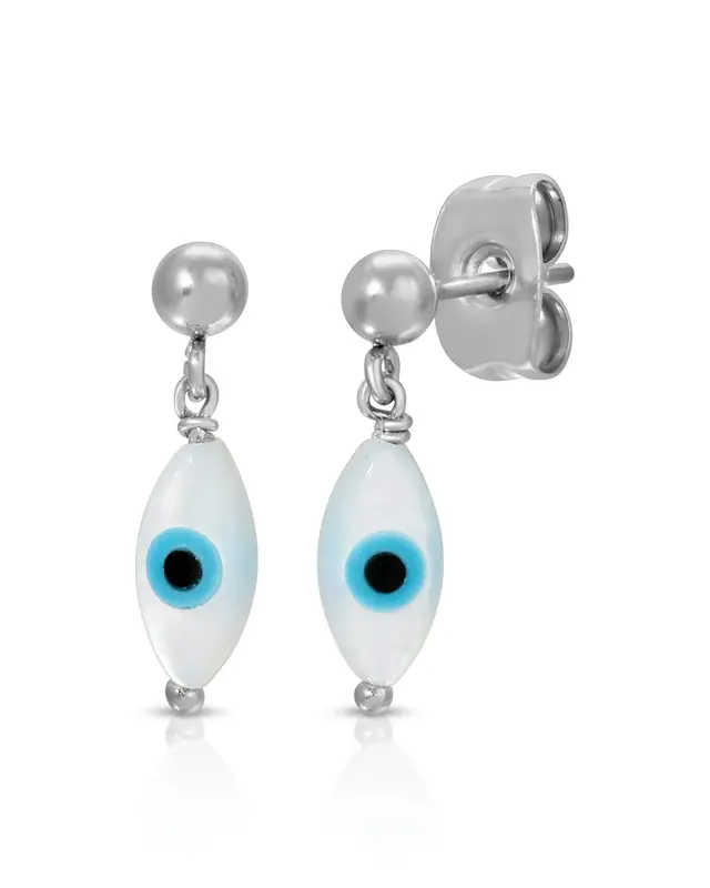 Evil Eye Earrings | Metal Color: Silver