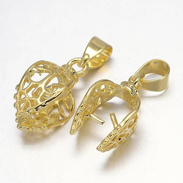 Filigree Leaf Rack Plating Brass Pendant Pinch Bails
