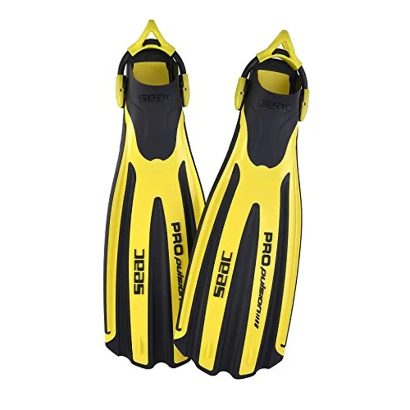 Used Seac Propulsion S Open Heel Scuba Diving Fins - Yellow, M-L / M:8-9 / W:9-10