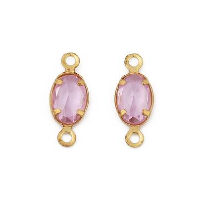 Brass Plum Cubic Zirconia Connector Charms