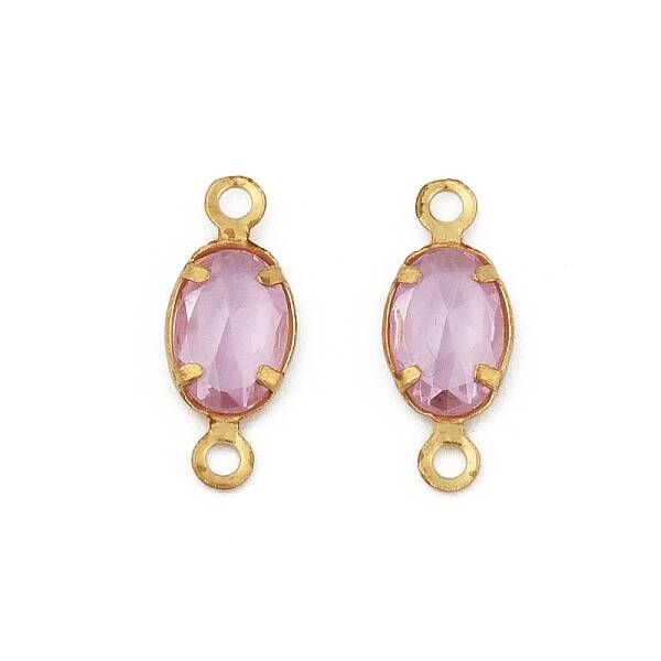 Brass Plum Cubic Zirconia Connector Charms