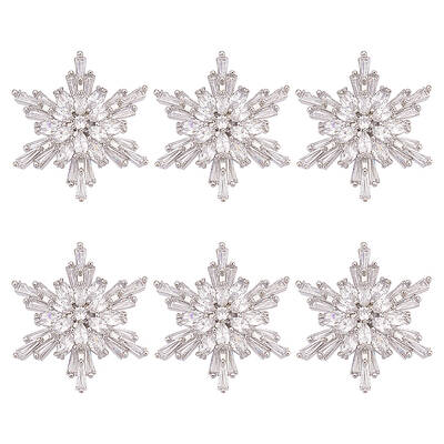 6Pcs 1-Hole Brass Micro Pave Clear Cubic Zirconia Shank Buttons