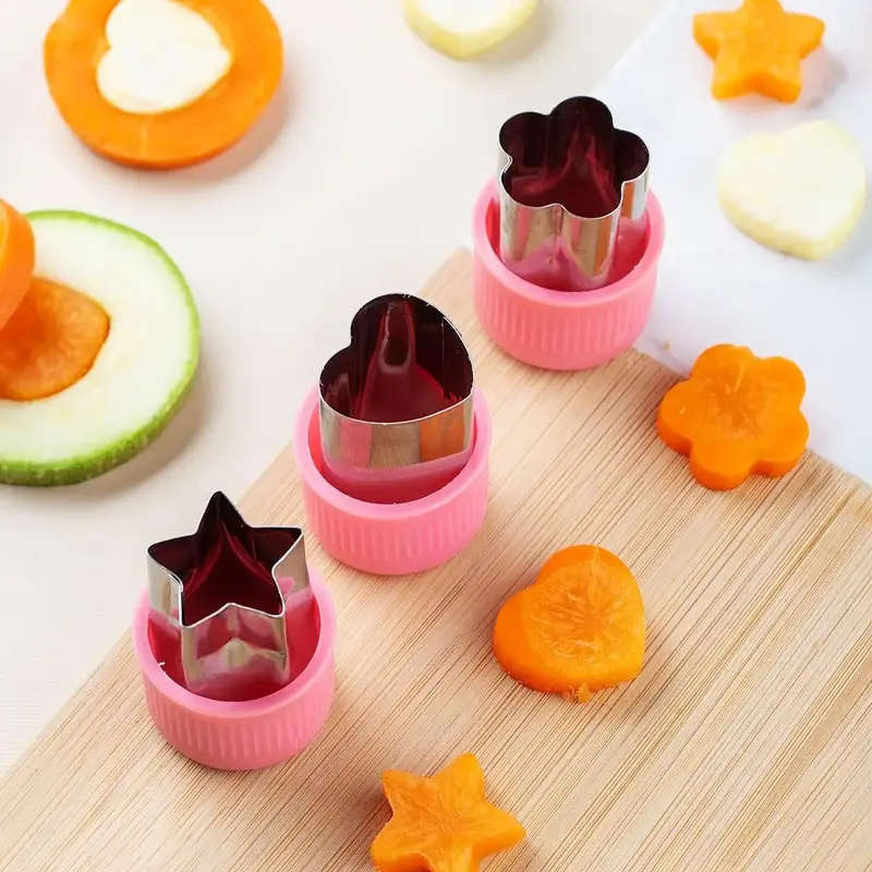 3pcs Stainless Steel Vegetable Cutter Mold, Cookie Cutter, Star Heart Assorted Shaped Vegetable Cutter Molds, Pastry Circle C...