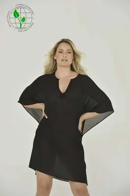 Black Tunic Caftan Dress | Size: M | Color: black