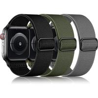 Braided Nylon Elastic Watch Band (Band Only), 3 Counts Replacement Watch Band for Apple Watch SE/Ultra/Ultra 2, Smart Watch A...
