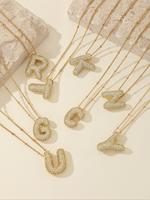 Fashion Letter Design Pendant Necklace for Women & Girls, Statement Necklace, Initial Necklace, Rhinestone Decor Necklace for...