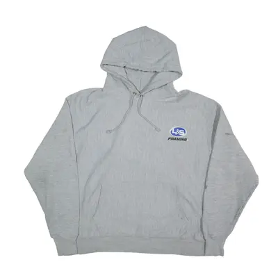 CHAMPION Reverse Weave Framing Hoodie Grey Pullover Mens XL