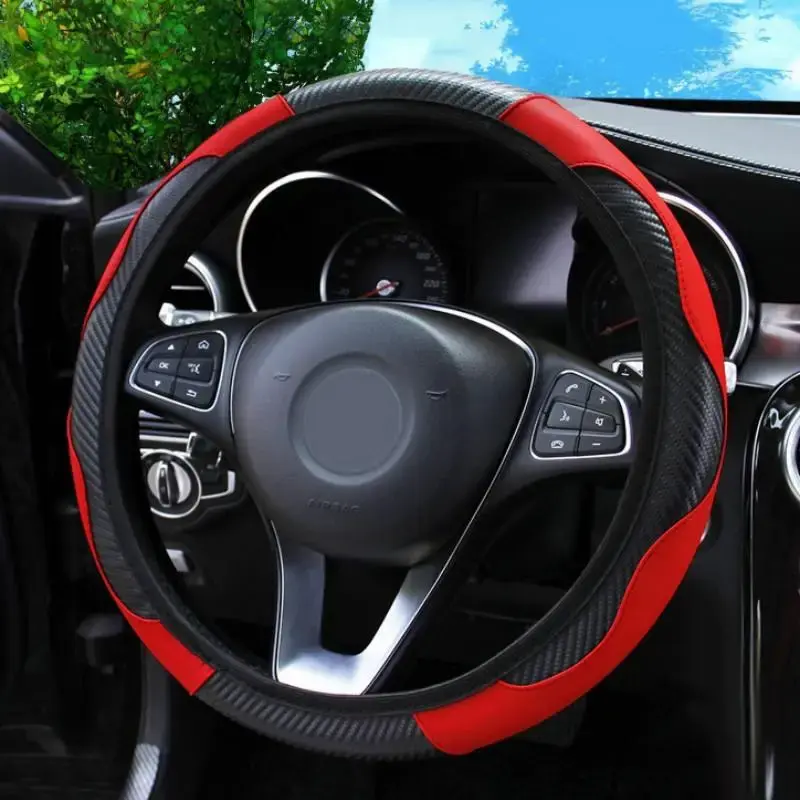 Car Steering Wheel Cover without Inner Ring, Multipurpose PU Leather Steering Wheel Protector, Universal Non-slip Car Steerin...