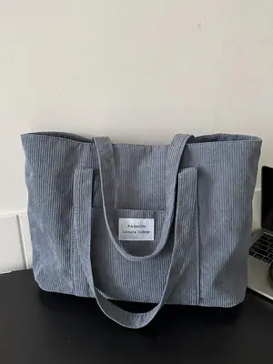 Casual Solid Color Large Capacity Soft Commuter Tote Bag, Fashionable Letter Label Decor Shoulder Bag for Women & Girls for W...