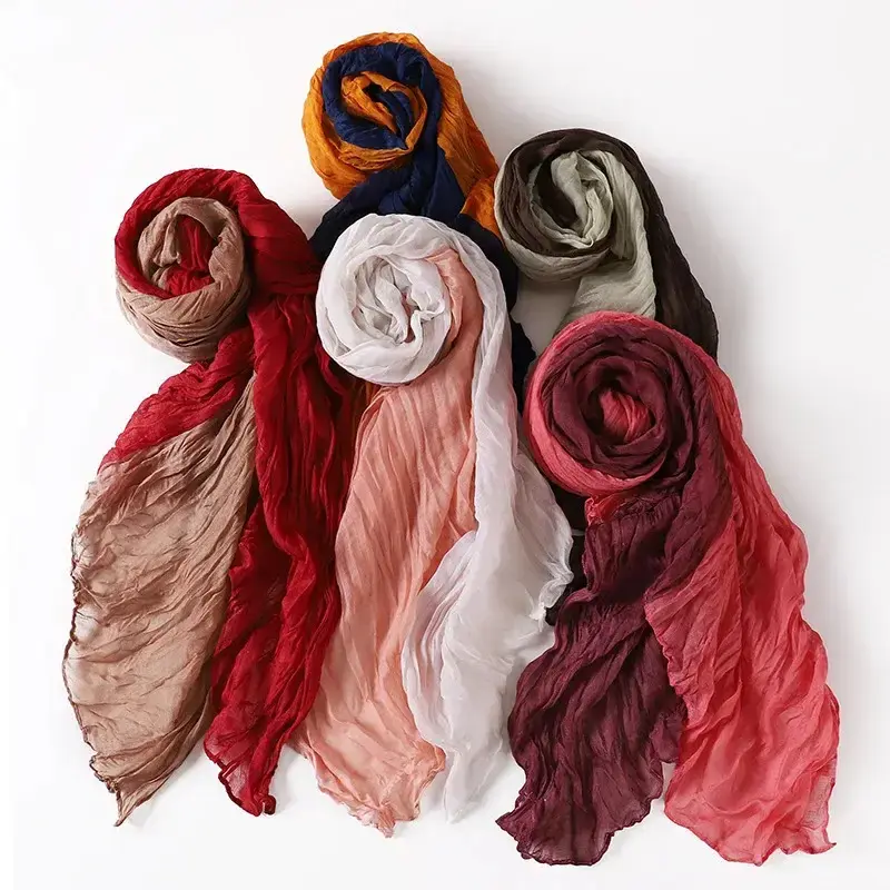 65*175cmcm Gradient  Muslim Hijab Scarf Women Fashion Islamic Arab Shawl Wrap Head Scarves Ready To Wear Headscarf
