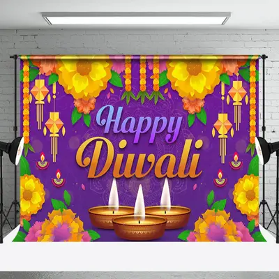 Aperturee Purple Mandala Lantern Candlelit Diwali Backdrop - Aperturee