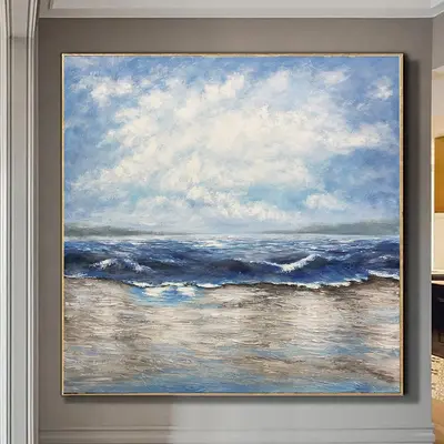 Waves Abstract Painting Ocean Paintings On Canvas Modern Landscape Painting Blue Sea Abstract Paintings On Canvas | THE TENDE...