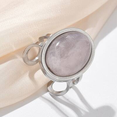 Oval Natural Rose Quartz Finger Rings