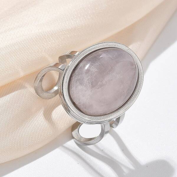 Oval Natural Rose Quartz Finger Rings