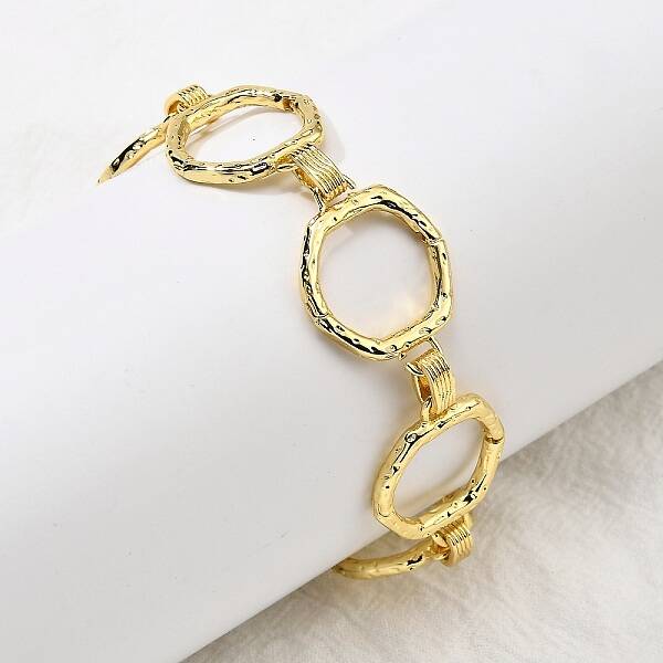 Brass Hexagon Link Chain Bracelets for Women Men