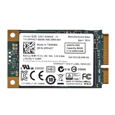 0PFHC7 Dell 80GB Multi-Level Cell SATA 6Gb/s mSATA 1.8-Inch Solid State Drive