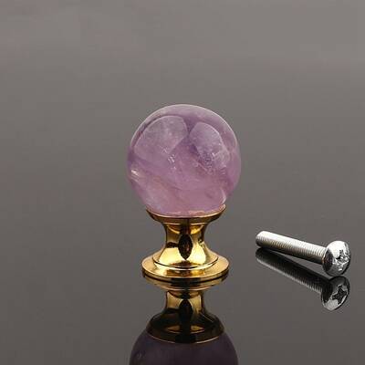 Metal & Natural Amethyst Drawer Knobs