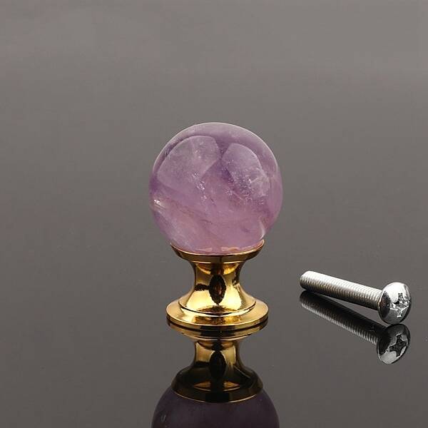 Metal & Natural Amethyst Drawer Knobs