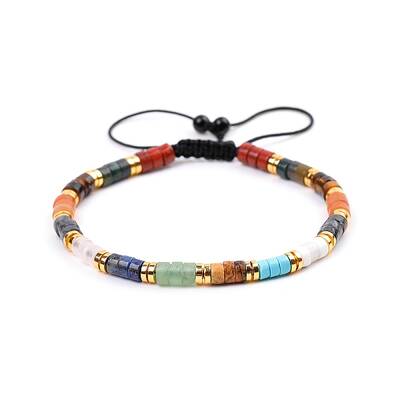 Natural Mixed Gemstone Braided Bead Bracelets for Women