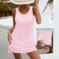 CHICME Women's Hollow-out Thick Strap Tied Detail Backless Mini Dress Vacation Dress