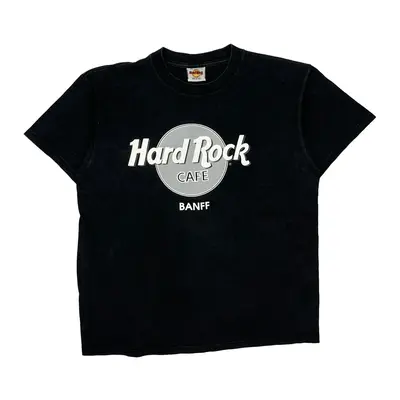 Made In Usa Banff Hard Rock Cafe Graphic T-Shirt - Medium Black Cotton