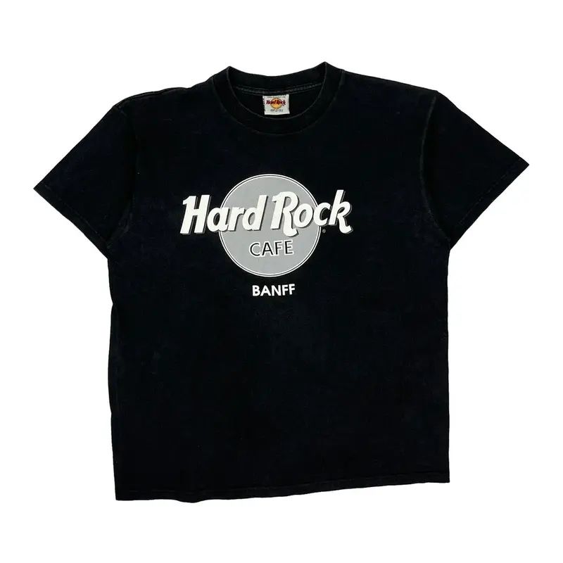 Made In Usa Banff Hard Rock Cafe Graphic T-Shirt - Medium Black Cotton
