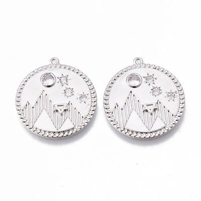 Brass Micro Pave Clear Cubic Zirconia Pendants