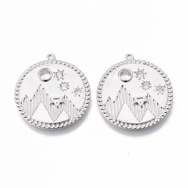 Brass Micro Pave Clear Cubic Zirconia Pendants