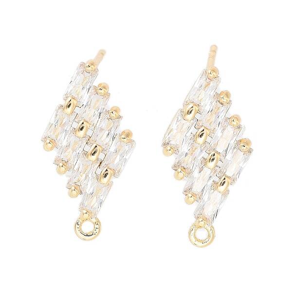 Brass Micro Pave Cubic Zirconia Stud Earring Findings