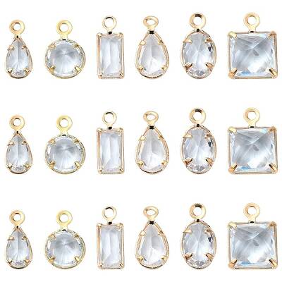 20Pcs Brass Cubic Zirconia Charms