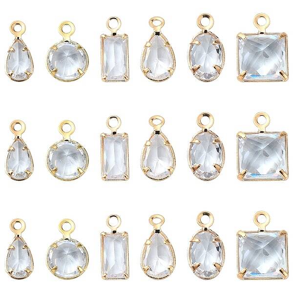20Pcs Brass Cubic Zirconia Charms
