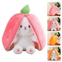 Strawberry bunny plush toy – soft, kawaii, and perfect for cuddling, gifting, or decorating your bed, shelf, or next aesthe...
