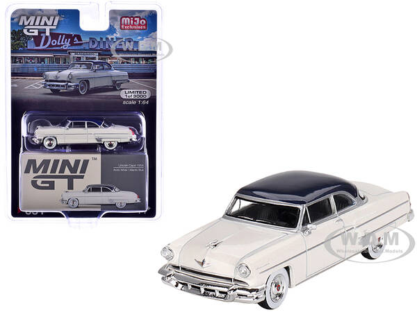 1954 Lincoln Capri Arctic White with Atlantic Blue Top Limited Edition to 3000 pieces Worldwide 1/64 Diecast Model Car by Min...