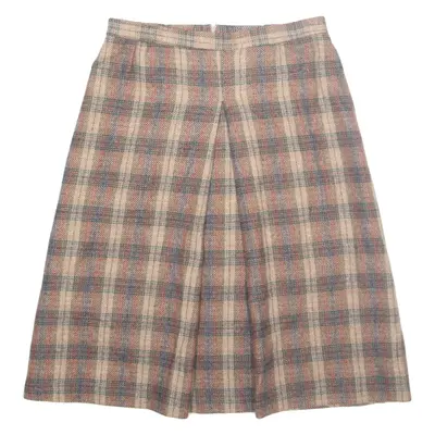 CITY MISS Womens A-Line Skirt Brown Midi Wool Check UK 14