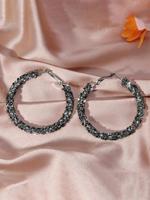 Fashionable Glittering Hoop Earrings, Temperament Artificial Zircon Decor Hoop Earrings, Trendy All-match & Exquisite Jewelry...