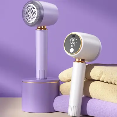 Portable Electric Lint Remover, USB Rechargeable Digital Display Hair Ball Trimmer, Household Hair Ball Remover for Clothes, ...