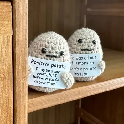 Funny Positive Potato Crochet Dolls, Cute Room Decor, Knitted Toys, Emotional Support Plush Gift, Graduation Gifts for Her - ...