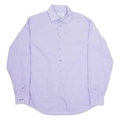 CALVIN KLEIN Mens Plain Shirt Purple Long Sleeve L