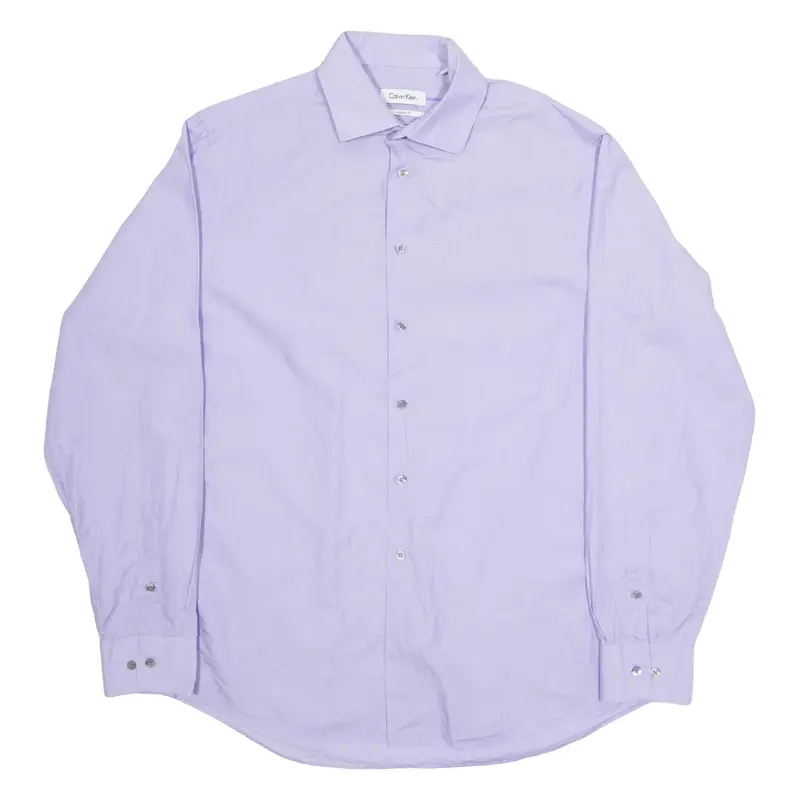 CALVIN KLEIN Mens Plain Shirt Purple Long Sleeve L