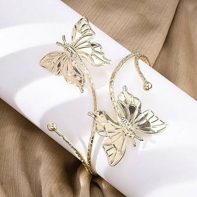 Butterfly Alloy Arm Cuff Bangles for Girl Women