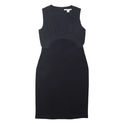 DIANE VON FURSTENBERG Ruched Pencil Dress Black Sleeveless Knee Length Womens UK 12