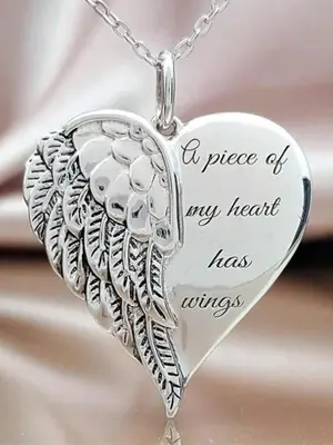 Women's Street Style Heart Charm Pendant Necklace, Trendy Wing Design Y2k Pendant Necklace, Chic Vintage All-match Inspiratio...