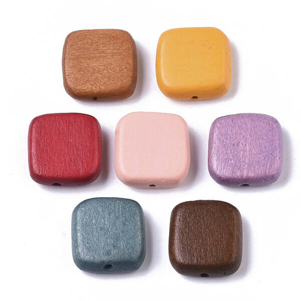 Painted Natural Wood Beads