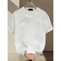 Short Sleeve Men's Cotton Heavy-Printed T-shirt-Navy Blue, Casual Loose Summer, 200gsm Breathable Fabric, Machine Washable fo...
