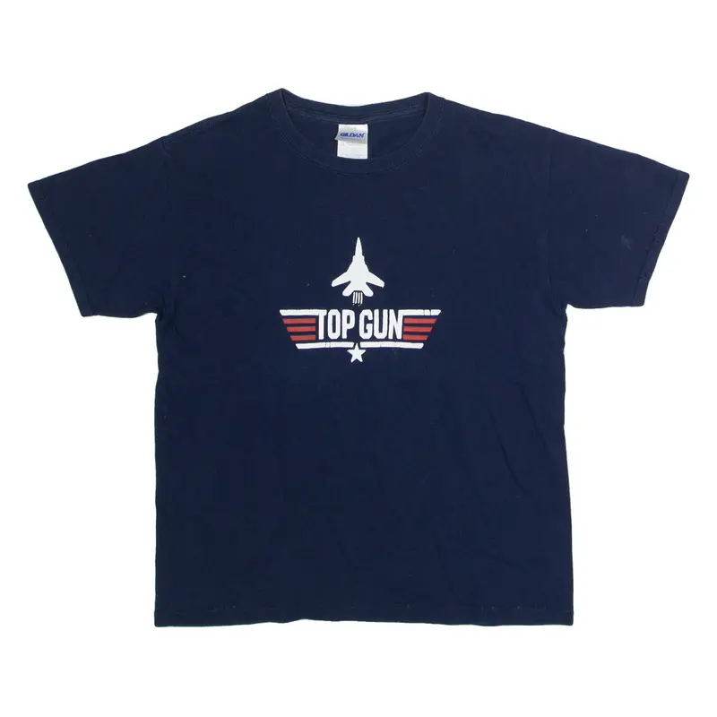 GILDAN Top Gun Boys T-Shirt Blue Crew Neck 7-8Y