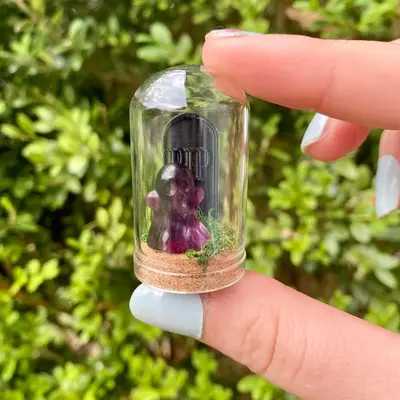 Mini fluorite Halloween terrariums| Tombstones| crystal carvings