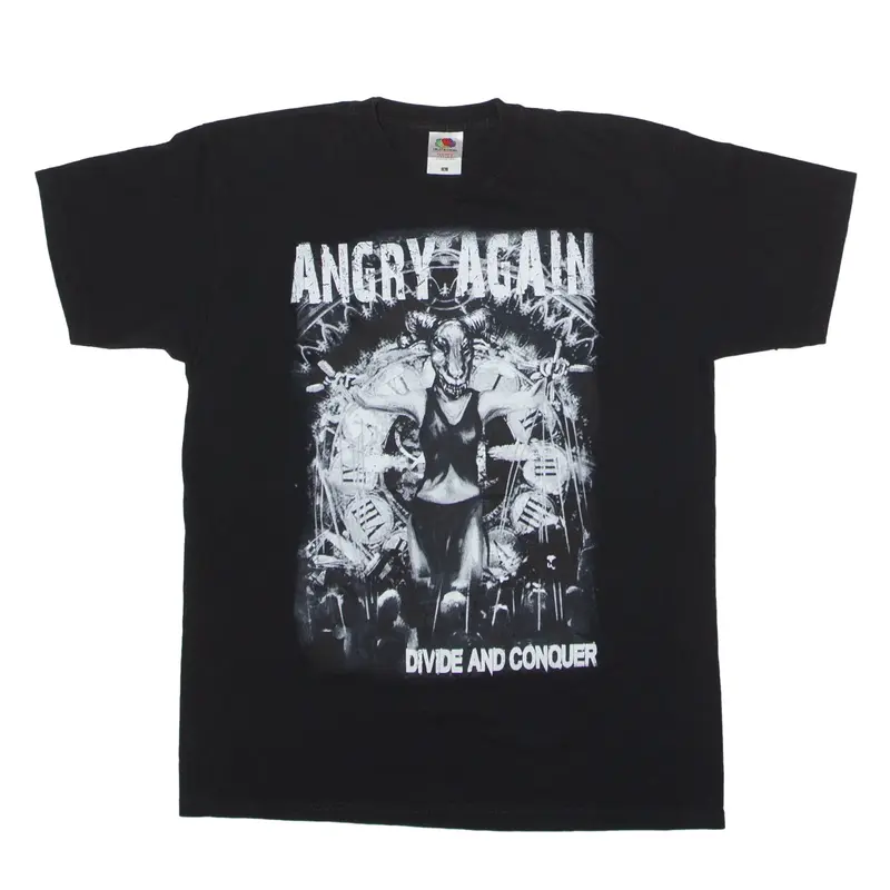 FRUIT OF THE LOOM Angry Again Band T-Shirt Black Short Sleeve Mens L