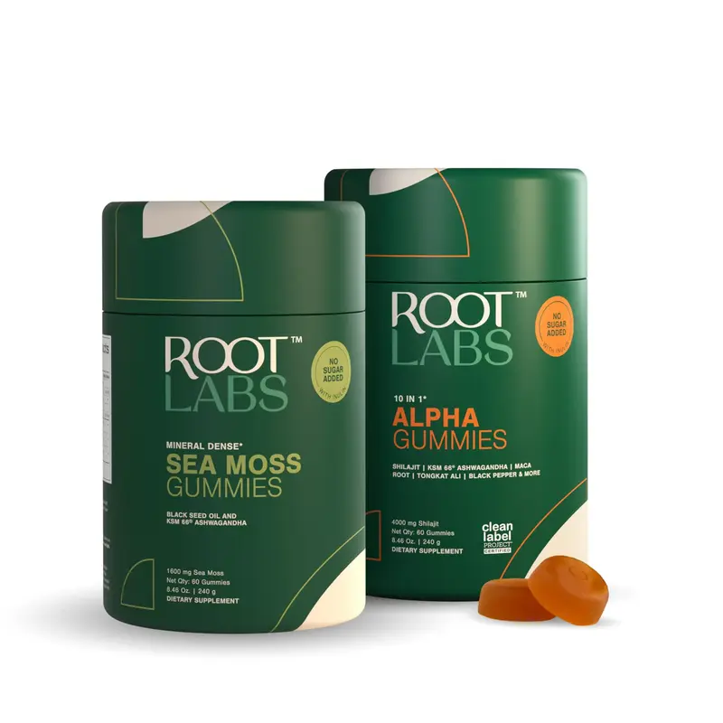 Root Labs 10-1 Alpha & Seamoss Combo | 100% Himalayan Shilajit Gummies | Sea Moss | KSM-66 Ashwagandha | Maca Root | Black Se...