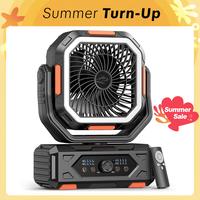 2025 Upgraded Camping Fan – 20000mAh Rechargeable Battery, LED Light, 270° Adjustable Head, Remote-Controlled Oscillating ...