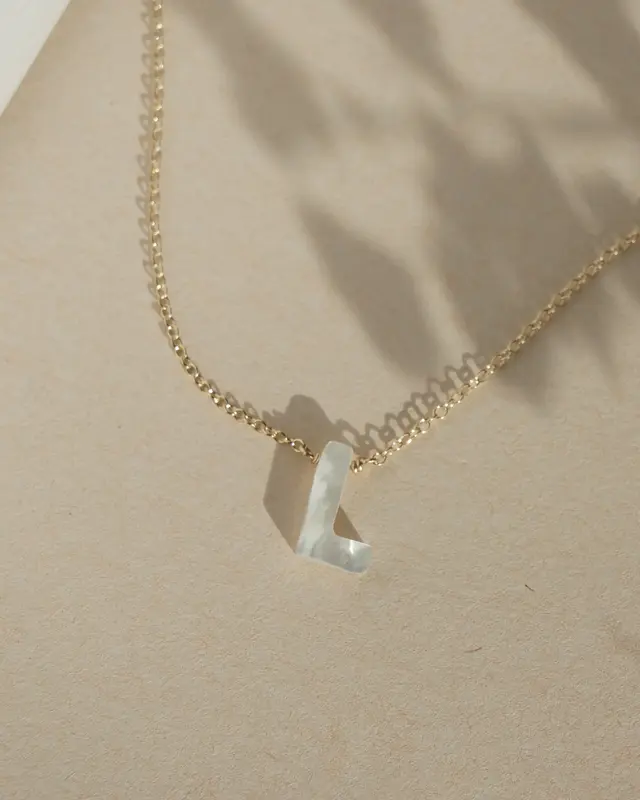 Dawn Initial Necklace | Metal Color: Solid 14K Gold | Style: L
